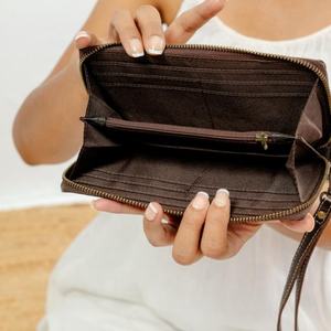 Cartera de mano de cuero de vaca auténtica de estilo occidental de lujo para mujer de alta calidad, cartera larga con cremallera, Marco Delgado - Product Image 4