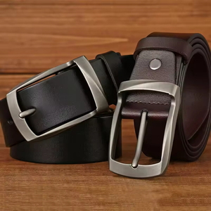 Ceintures en cuir pleine fleur de qualité supérieure pour hommes, ceintures décontractées classiques pour le travail et les occasions formelles avec boucle à ardillon en alliage - Product Image 5