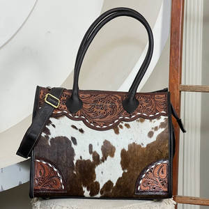 Sac fourre-tout bohème en cuir véritable, motif en cuir de vachette brodé à la main, sac à bandoulière pour femme toutes saisons pour un usage quotidien - Product Image 2