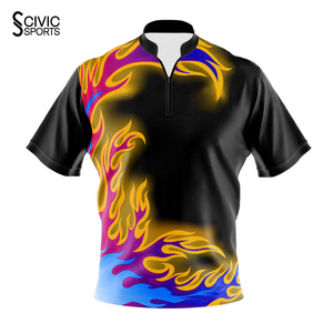 Custom <b>Bowling</b> Jersey Golf Sublimation Dye Printed Quick Dry Breathable Unisex Sports Quarter Zip Shirts - Product Image 5