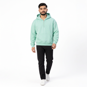 Sweat à capuche oversize à col zippé, avec épaules tombantes, manches larges et coupe décontractée urbaine contemporaine - Product Image 3