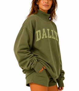 Sudadera Oversize Unisex al por Mayor con Cuello Mock Personalizado, de Algodón y Forro Polar, con Parche Griego, Estilo Casual para Invierno - Product Image 2