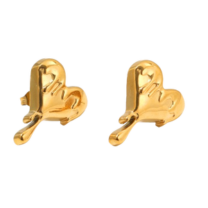 Pendientes de Acero Inoxidable para Mujer, Forma de Corazón, Chapados en Oro de 18K, Joyería Moderna para Uso Diario - Product Image 2