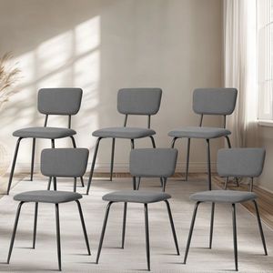 Set Moderno di 6 Sedie Imbottite Grigie per Cucina, Bar, Ufficio o Soggiorno, Mobili da Sala da Pranzo in Ferro - Product Image 4