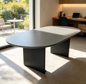 AY V-GO 18/24 Oval Conference <b>Table</b> MDF Top Metal Legs Minimalist Design Stable Office Furniture Commercial Use 6 Seater - Product Image 1