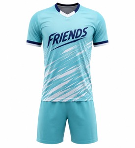 Conjunto de Camiseta de Fútbol PREMIUM para Hombre, Azul Claro, Cuello en V, Manga Corta, Absorbe la Humedad, Estampado Sublimado, Uniforme para Adultos, Todas las Temporadas - Product Image 1