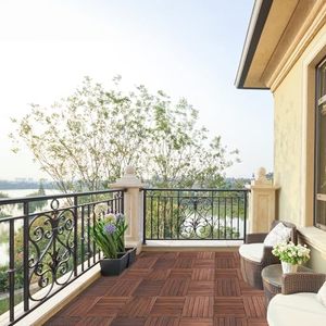 Azulejo de balcón con textura de madera de diseño moderno, suelo de suelo para exteriores resistente al ácido sólido para decoración de Villa, artículo novedoso - Product Image 6