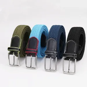 Ceinture élastique tressée en maille pour hommes, femmes et juniors, réglable, sans trous, extensible, décontractée, ceinture de golf, logo personnalisé en relief, marques - Product Image 1