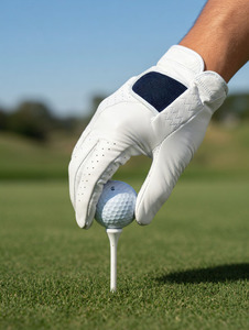 Gant de golf en cuir véritable blanc personnalisé OEM avec patch brodé sur mesure, design respirant perforé pour hommes et femmes - Product Image 2