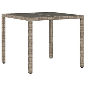 Mesa de Jardín Resistente de Ratán PE Gris con Vidrio Templado y Acero con Recubrimiento en Polvo - Product Image 2