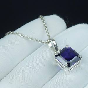 จี้แทนซาไนต์ทรงสี่เหลี่ยมสองสี เงินแท้ 925 ทำมือ สร้อยคอพลอยสีน้ำเงินม่วง ของขวัญ - Product Image 3
