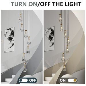 Lampadario a sospensione regolabile a 7 luci per sala da pranzo, grande lampada a sospensione per foyer e soggiorno, elegante lampadario per scale - Product Image 5