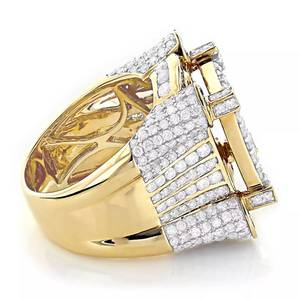 Anillo de Cóctel de Oro Sólido de 14K de Lujo para Mujer con Moissanita de Corte Brillante Redondo, Diseño Geométrico, Joyería de Boda - Product Image 2