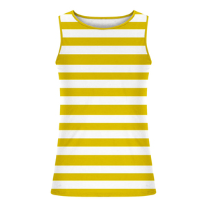 Débardeur Homme Personnalisé Rayé Jaune et Blanc, Col Rond, Style Tricoté Décontracté en Coton – Vente en Gros - Product Image 4