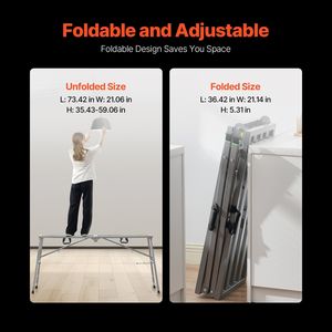 Piattaforma di Lavoro Regolabile a 4 Livelli, Portatile, Capacità di Carico 400 kg, Scala Pieghevole in Acciaio per Ponteggi - Product Image 2