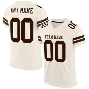 Custom FootballJerseyPremium Quality Soccer Uniform|EM&ODM Manufacturer Custom <b>Cream</b> Brown Mesh Authentic Football Jersey - Product Image 1