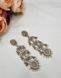 Boucles d'oreilles pendantes en zircon faites à la main avec perles, bijoux fantaisie pour soirée, bijoux artificiels pour femmes, fabricant - Product Image 3