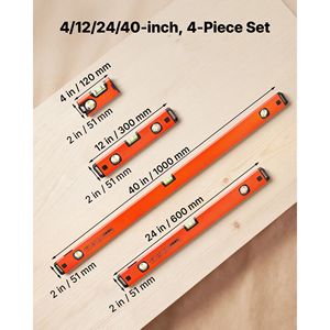 Juego de Niveladores Magnéticos Torpedo de 4/12/24/40 Pulgadas, Aleación de Aluminio, Transparentes, 3 Viales Verdes con Orificio para Colgar, Incluye 4 Piezas - Product Image 2