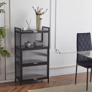 Mobiletto Multifunzionale a 4 Ripiani per Soggiorno con Porta, Porta Pane, Dispensa e Supporto per Microonde - Product Image 6