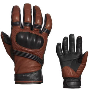 Gants de moto en cuir, longueur poignet, respirants, sportifs, pour usage extérieur, quatre saisons, non doublés, noirs - Product Image 2
