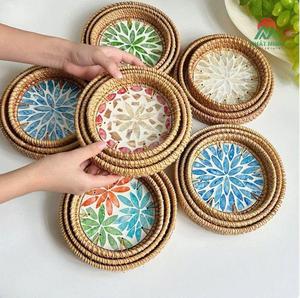 Hot Selling <b>Small</b> Cute Luxury Rattan Mop Tray for Serving Wine Cheese Parties Living Room Aesthetics Unique Decorative - Product Image 4