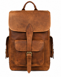 Gravs BP-12L Vintage Leather Luxury Roll Top <b>Backpack</b> <b>Large</b> Capacity Travel Laptop Bag for Men <b>Women</b> Portable Office Use - Product Image 1