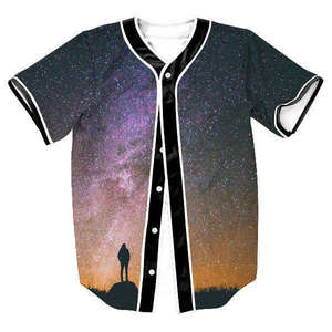 Camiseta de Béisbol de Manga Corta para Hombre, de Alta Calidad, Transpirable, con Protección UV, Diseño Gráfico 3D Splash Ink, Estilo Casual Urbano - Product Image 3