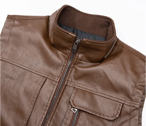 High-Quality Men's PU Leather Vest Motorcycle Biker Jacket Punk Style Multi-Pocket Outdoor Sleeveless Waistcoat Fashion Vest - Product Image 4