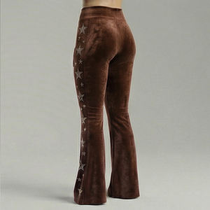 Leggings Elásticos Transpirables y Cómodos de Alta Calidad, Ecológicos, con Pedrería en Forma de Estrella, Color Morado, Pantalones de Moda Urbana para Mujer - Product Image 3