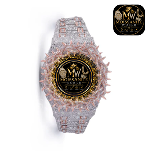 Reloj de Lujo Moissanite World Iced Out con Diseño de Moneda Antigua, 40 mm, Oro Rosa, Completamente Cubierto de Diamantes, Cristal de Zafiro, Correa de 20 mm, Unisex - Product Image 3
