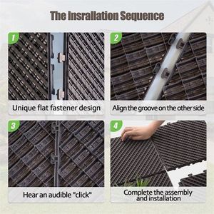 All-Weather Patio Composite Decking <b>Tiles</b> 12"x12" <b>Interlocking</b> Square Outdoor Flooring Four Slat Plastic Patio <b>Tiles</b> for All - Product Image 4