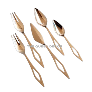 Brass and Stainless Steel Metal Mirror Shinny Polish Sets Of 5 Cutlery Sets Used Party and Wedding Home Accent - Product Image 2