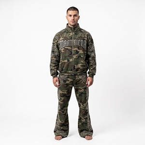 Mens <b>Camouflage</b> <b>Tracksuit</b> Hoodie Pants Custom Rhinestone Leaf Embroidery Streetwear Sportswear Matching Set - Product Image 3