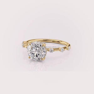 Round Cut Moissanite Diamond Solitaire Engagement <b>Ring</b> in 14K Yellow Gold <b>Dainty</b> Promise Wedding <b>Ring</b> for Women Fine Jewelry - Product Image 1