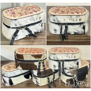 Estuche de Joyería Ovalado de Cuero Hecho a Mano, Caja de Almacenamiento Elegante con Cierre, Ideal para Viajes, en Piel de Vacuno - Product Image 1