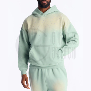 Conjunto de Sudadera con Capucha de Forro Polar Degradado Premium Unisex, Diseño con Pedrería, Chándal Personalizado de Mezcla de Algodón, Conjunto Deportivo Urbano OEM ODM - Product Image 3