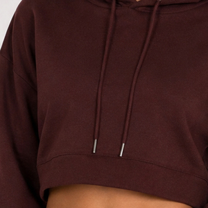 Women <b>Cropped</b> Hoodie Custom Logo Front Pullover Fleece Sweatshirt Oversized Casual Windproof Eco-Friendly Gym Wear OEM ODM - Product Image 6