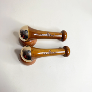 Masajeador de pies y cuerpo Senoras con mango de madera KANSA BRONZE Modelo 003 - El masajeador manual dual para reafirmar la piel más vendido - Product Image 1