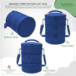 Étui de transport souple maçonnique à trois sections, en similicuir bleu, sac de rangement de voyage avec double fermeture éclair, réglable - Product Image 4