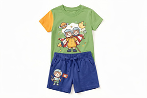 Ensemble de vêtements d'été pour enfants, t-shirt en coton et short, respirant, léger, vêtements décontractés, taille personnalisée - Product Image 3
