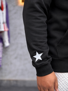 Sudadera con capucha negra personalizada para hombre, con cremallera completa, estilo oversize, estampado puff blanco, forro polar, OEM ODM, peso pesado - Product Image 4