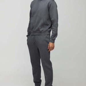 Ensemble de survêtement gris pour homme, couleur unie, manches longues, coton léger, pantalon de jogging décontracté, poches à cordon, séchage rapide - Product Image 4