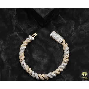 Pulsera de Cuerda Trenzada de Alta Gama con Diamantes Moissanite Premium y Elegante Diseño en Oro Blanco y Oro Amarillo - Product Image 3