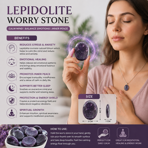 Pierres de méditation en Lépidolite naturelle, polies, violettes, pour le pouce, Feng Shui, Reiki, Yoga, soulagement du stress, équilibre émotionnel - Product Image 2