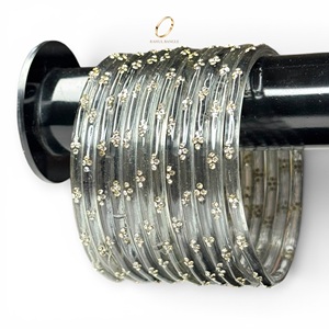 Brazaletes de boda chapados en oro con diseño de gota de lluvia, estilo Kashmiri gris transparente con apariencia de diamante, detalles de cristal, para mujer, de alta calidad. - Product Image 5