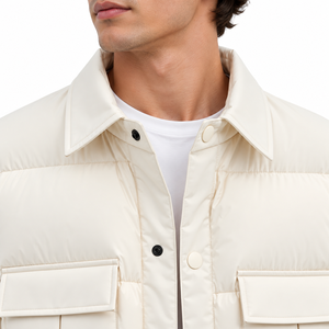 Oversized Puffer <b>Shirt</b> Jacket <b>Quilted</b> Winter Jacket with <b>Shirt</b> Collar, Snap Button Front & Multi-Pocket Design - Product Image 4