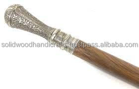 Bâton de marche en bois fait main avec poignée décorative en laiton Cannes de marche en bois de haute qualité - Product Image 4