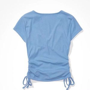 Camisetas de Verano al por Mayor para Mujer, Cuello en V, 100% Poliéster/Algodón, Impresión de Logotipo Personalizado - Product Image 4