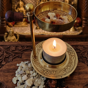 Brûleur d'encens en laiton fait main avec couvercle en treillis et poignée pour usage religieux, fournisseur indien - Product Image 6