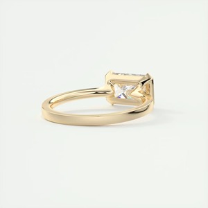 Lab Grown Diamond 2.30 Ct Radiant Cut IGI Certified Minimalist Engagement <b>Ring</b> 14K Yellow <b>Gold</b> East West Half Bezel <b>Set</b> - Product Image 2